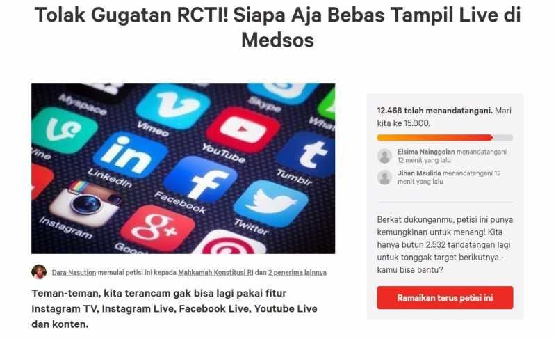 Puluhan Ribu Orang Minta Siapa Saja Bebas Live di Medsos, Sebut RCTI Ga Oke