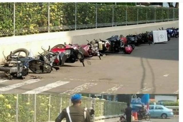 Cara Unik Menertibkan Parkir Motor Liar