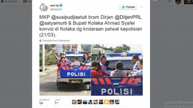 Menteri Susi Cuek Naik Mobil Bak Terbuka