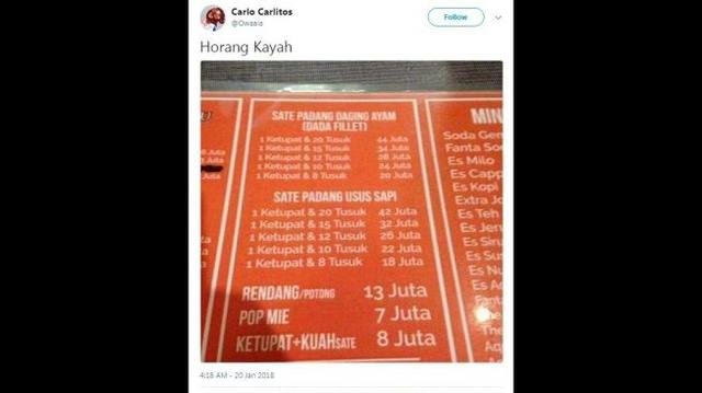 Harga Menu Rumah Makan Ini Bikin Geleng-geleng Kepala