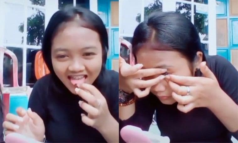 Tak Pake Cairan Khusus, Gadis Ini Malah Pake Air Ludahnya UntukPasang Softlens